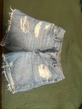 American Eagle Outfitters Light Blue Distressed Denim Shorts